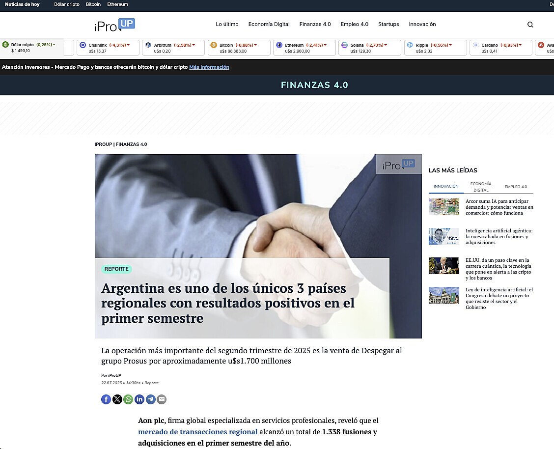 Argentina es uno de los nicos 3 pases regionales con resultados positivos en el primer semestre